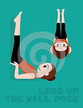 Yoga Legs-up-the-wall Pose Cartoon Vector Illustration