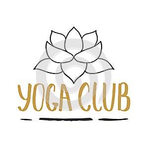 Yoga Lettering label. Calligraphic Hand Drawn yoga sketch doodle. Vector illustration