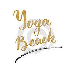 Yoga Lettering label. Calligraphic Hand Drawn yoga sketch doodle. Vector illustration