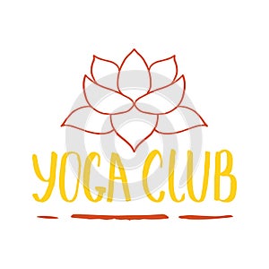 Yoga Lettering label. Calligraphic Hand Drawn yoga sketch doodle. Vector illustration