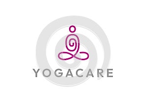 Yoga line abstract logo design template.