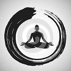 Yoga Logo Template with Enso Zen Circle Brush photo