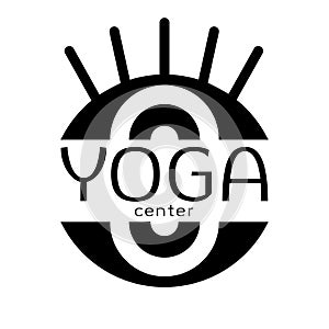 Yoga logo, vector icon, emblem for yoga center. Stylized image of the eye isolated on white background