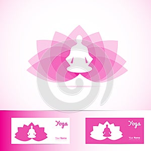 Yoga lotus flower meditation man logo shape