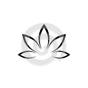 Yoga lotus icon, Black Lotus Flower icon isolated on white background