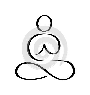 Yoga Lotus pose icon Vector Logo concept. Meditation Yoga Minimal Symbol. Health Spa Meditation Harmony Zen Logotype