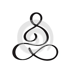 Yoga Lotus pose icon Vector Logo concept. Meditation Yoga Minimal Symbol. Health Spa Meditation Harmony Zen Logotype