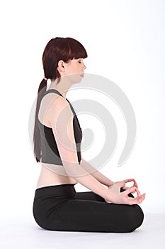 Yoga lotus pose padmasana healthy fitness girl photo