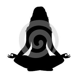 Yoga. lotus position silhouette. vector shape. Long hairs photo