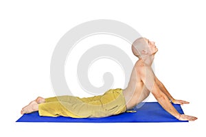 Yoga. Man in bhujanga asana position