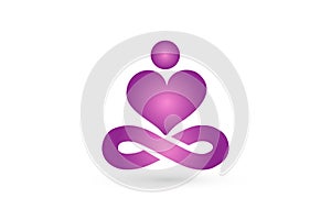 Yoga man logo vector heart shape