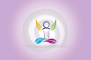 Yoga man logo vector image