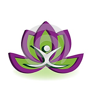 Yoga man and lotus flower logo vector image illustration graphic design