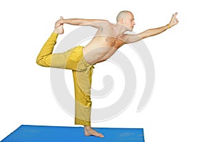 Yoga. Man in nataraja asana position