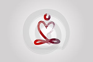 Yoga man love heart logo icon photo