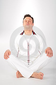 Yoga man in white sportswear