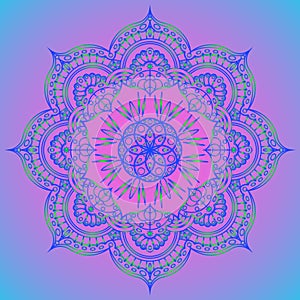 Yoga mandala mat design. Colorful template for spiritual retreat or yoga studio. Indian floral paisley pattern. Vector isolated