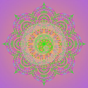 Yoga mandala mat design. Colorful template for spiritual retreat or yoga studio. Indian floral paisley pattern. Vector isolated