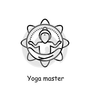 Yoga master line icon. Editable illustration