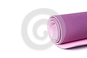 Yoga mat isolated on white background.