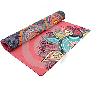 Yoga mat isolated on white background photo