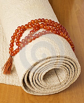 Yoga mat and rosaries