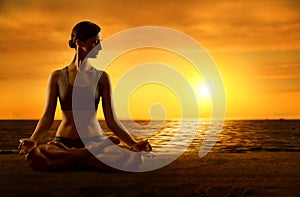 Yoga Meditating Lotus Position, Exercising Woman Meditation Pose