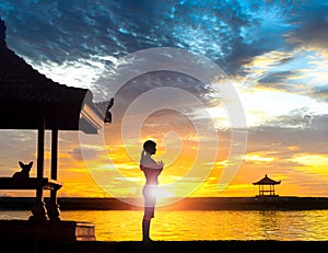 Yoga Meditation at Beach in Bali