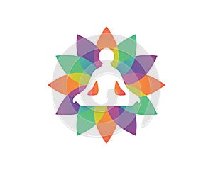 yoga meditation flower logo template 1