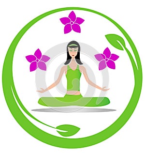 Yoga meditation girl logo