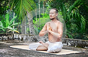 Yoga meditation in India photo