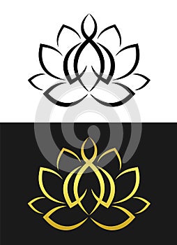 Yoga meditation lotus symbol vector art design