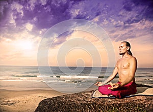 Yoga meditation near the ocean