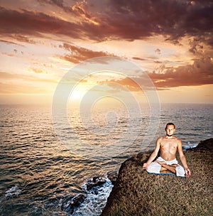 Yoga meditation near the ocean