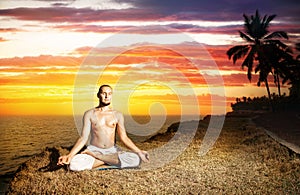 Yoga meditation near the ocean