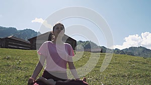 Yoga meditation on pristine beach