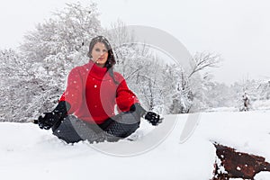 Yoga Meditation in the Snow