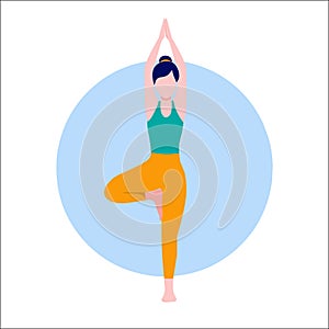 Yoga meditation, sports, gymnastics, fitness relaxation. Vector illustration of yoga poses