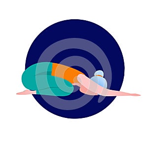 Yoga meditation, sports, gymnastics, fitness relaxation. Vector illustration of yoga poses