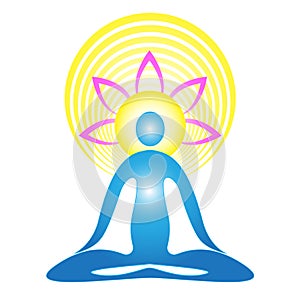 Yoga meditation wellness for peace and healthy life logo