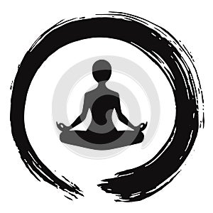 Yoga Meditation with Zen Circle Logo Template photo