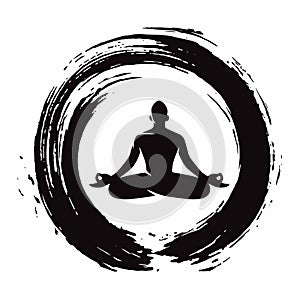 Yoga Meditation with Zen Circle Logo Template Vector