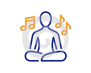 Yoga music line icon. Meditation pose sign. Vector