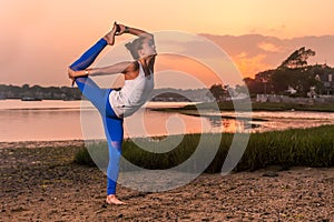 Yoga Natarajasana Variation Dancer Pose Beach