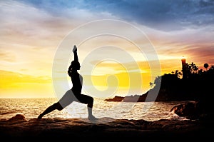 Yoga near lighthouse