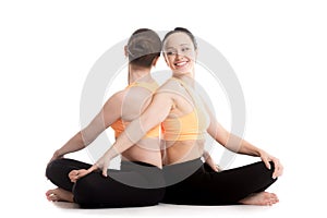 Yoga with partner, Easy (Decent, Pleasant Pose), Sukhasana