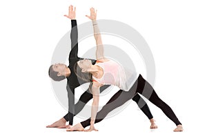 Yoga with partner, Extended Triangle Pose photo