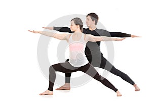 Yoga with partner, Virabhadrasana 2 photo