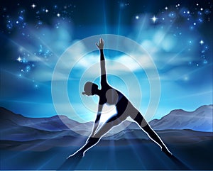 Yoga Pilates Woman Pose Silhouette Background