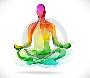 Yoga pose, Abstract color background